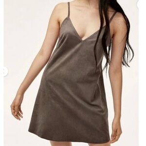Aritzia Wilfred Free Vivienne Faux Suede Mini Dress Size XS Luxe Indie